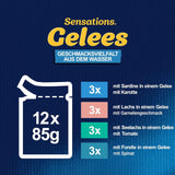 Felix Sensations Mokra karma dla kotów w galarecie, mieszanka ryb, opakowanie 6 szt. (6 x 12 saszetek po 85 g każda)