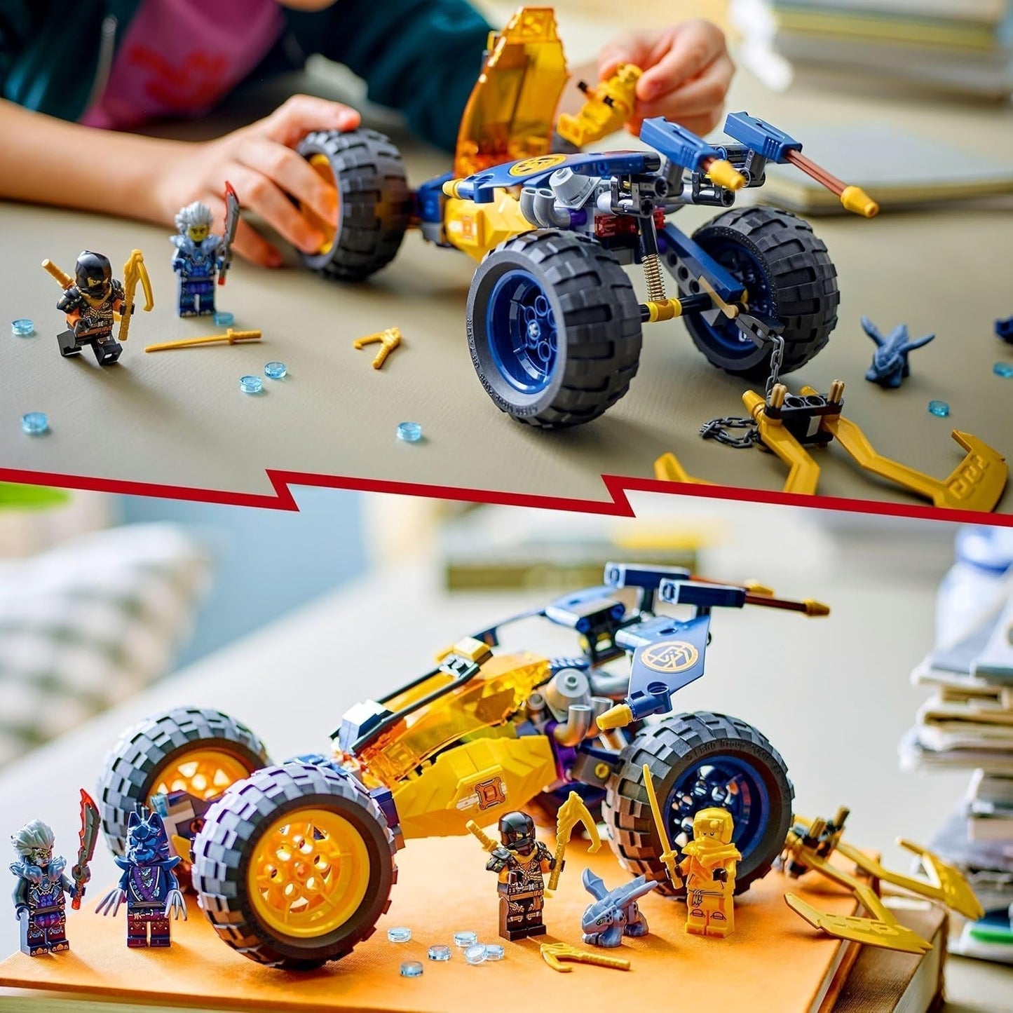 LEGO NINJAGO Terenowy wózek ninja Arina, zabawka ninja z samochodem, smokiem i 4 minifigurkami, zestaw przygodowy z modelem buggy dla dzieci, prezent urodzinowy dla chłopców i dziewcząt w wieku 7 lat 71811 Zestawy do budowania Szukaj sklepu LEGO
