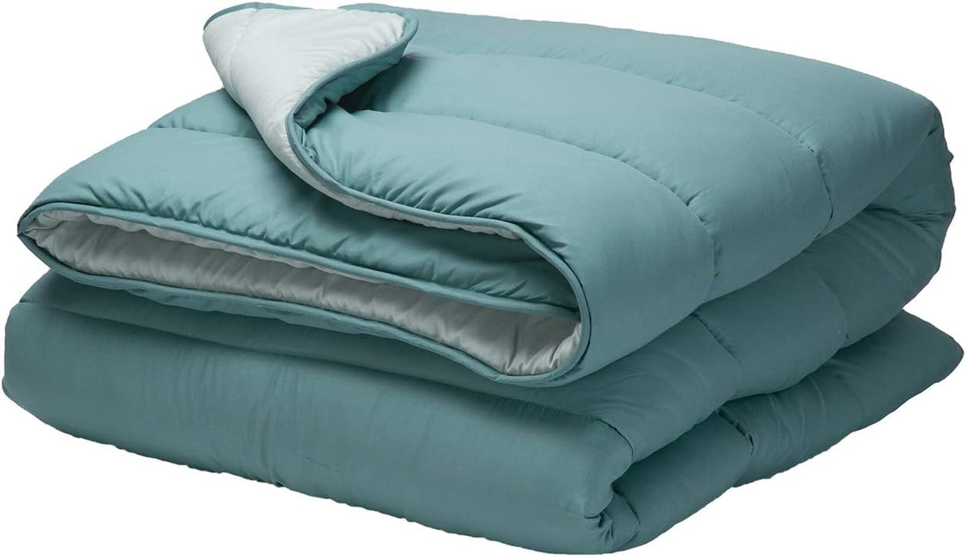 Pikolin Home - Dwustronna kołdra 300 G - Dwukolorowe wypełnienie nordyckie - Do łóżka 90 - wygodna, ciepła, oddychająca, zielona, 150 X 220 cm Kołdry i kołdry Naty Shop Ciemnozielona Poduszka 100/105 - 180 X 260 Cm