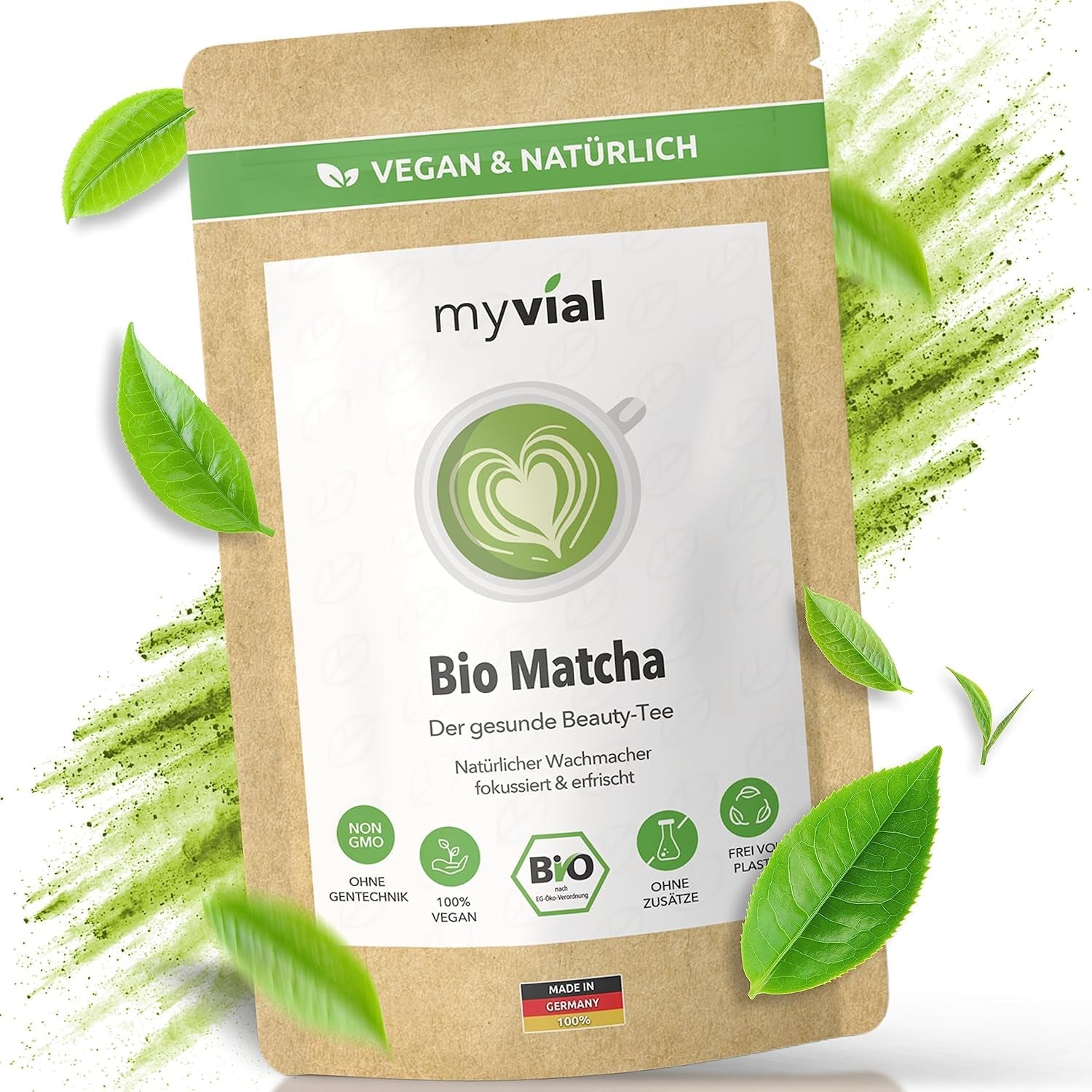 Organiczna herbata Matcha Premium w proszku 100g Najwyższej jakości zielona herbata z Japonii Kagoshima - Idealna do smoothie Matcha Latte Japońska zielona herbata Wegańska Bez dodatków Opakowanie bez plastiku