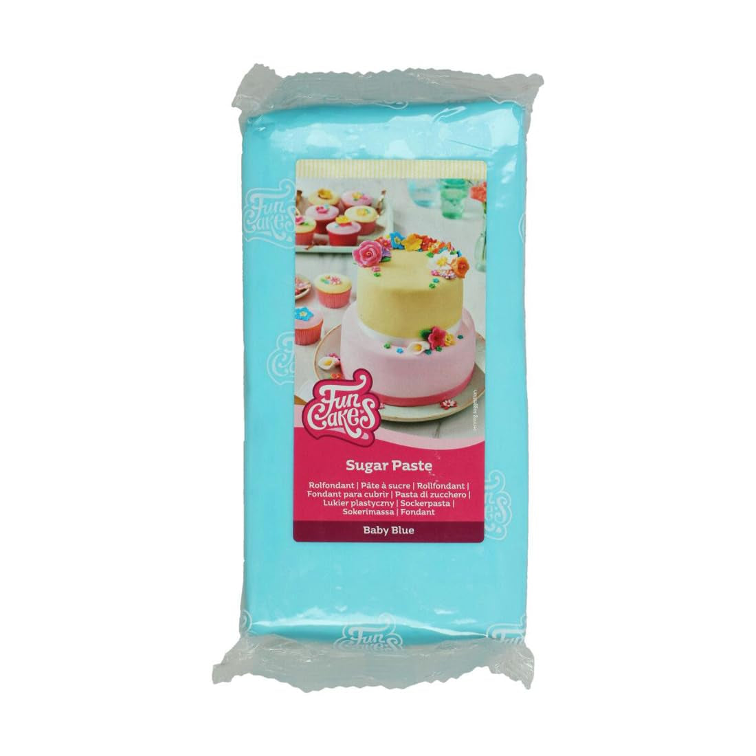 Fondant w rolce FunCakes Baby Blue: łatwy w użyciu, gładki, elastyczny, miękki i giętki, idealny do dekorowania ciast, halal, koszerny i bezglutenowy. 1 kg Naty Shop Domyślny tytuł pasty cukrowej