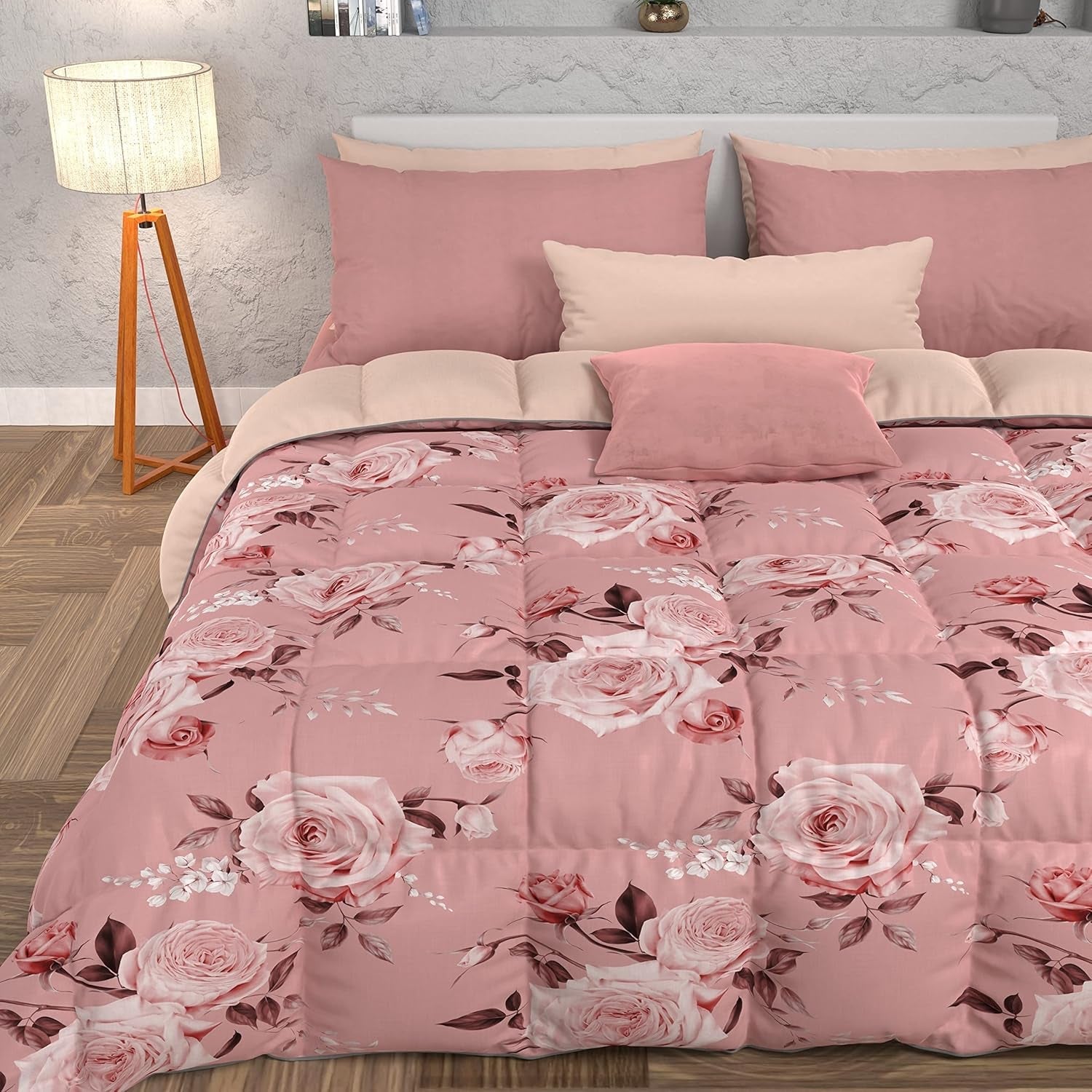 PETTI Artigiani Italiani - Kołdra zimowa, Kołdra zimowa, Prosta kołdra, Dwustronny, Druk monokolorowy i cyfrowy, 100% hipoalergiczna mikrofibra, Made in Italy Kołdry i kołdry Naty Shop Floral 21 Powder Una Piazza E Mezza