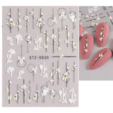JMEOWIO 3D Nagelsticker Frühling Blume Nail Art Naklejka Selbstklebend Nagelaufkleber 5D Stereoskopisch Buntes Sommer Blumen Dekoration Nageldesign Zubehör 4 Blatt