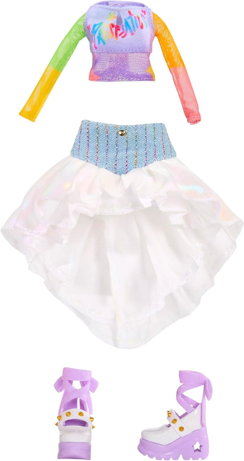 Zespół Rainbow High Junior High Rock Band – Amaya, kolory tęczy – lalka modowa 23 cm z klawiaturą, konfigurowalna za pomocą naklejek, ruchoma, urocza zabawka dla dzieci w wieku od 4 lat
