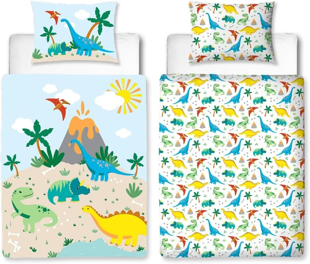 Pościel dziecięca bawełniana Pościel dziecięca Naty Shop 100 X 135 + 40 X 60 Flanela Dino