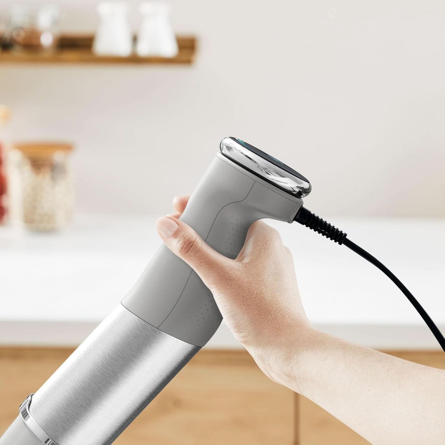 Tefal Quickchef+ 3-w-1 XL Stabmixer/Zerkleinerer/Schneebesen, 1000 W, Intuicyjny Geschwindigkeitsregelung, Turbo-Taste, Powelix-Messer-Technologie, Edelstahl, Grau, HB67MB30 Kitchen Naty Shop
