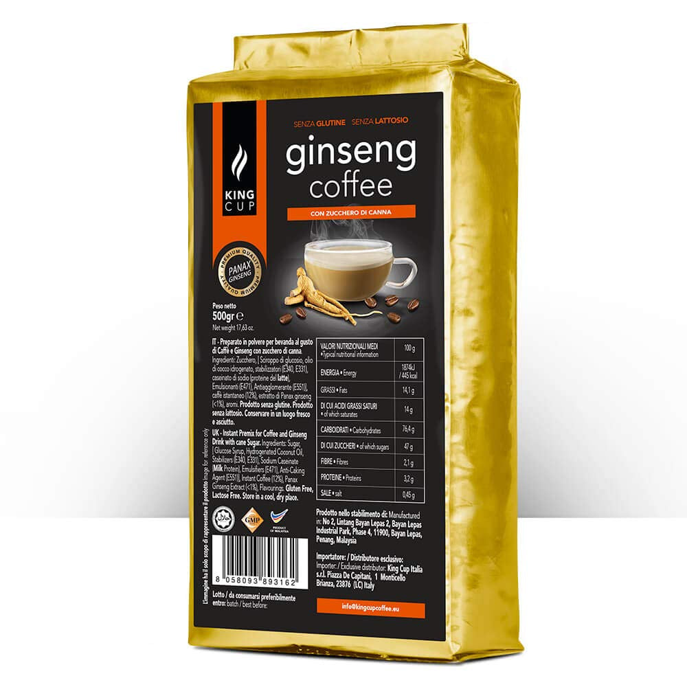 - 1 Verpackung mit 500 Gr Ginseng mit Brauner Canhrzucker-Löslichem Kaffeepulver zum Süßen, Ideal zum Adden zu Heißem Wasser, Glutenfrei, Laktosefrei und Gentechnikfrei