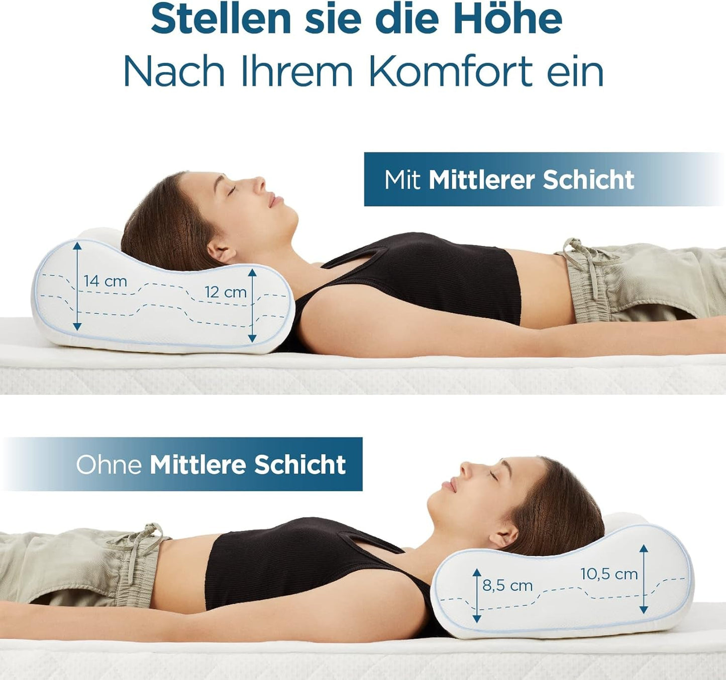 ORTHOVERSE poduszka ortopedyczna - poduszka podtrzymująca szyję, poduszka do spania, poduszka, poduszka z pianki memory, poduszka, poduszka przeciwbólowa szyi - regulacja wysokości, pokrowiec z aloesu, pomoc medyczna Naty Shop Poduszki ortopedyczne szyjne