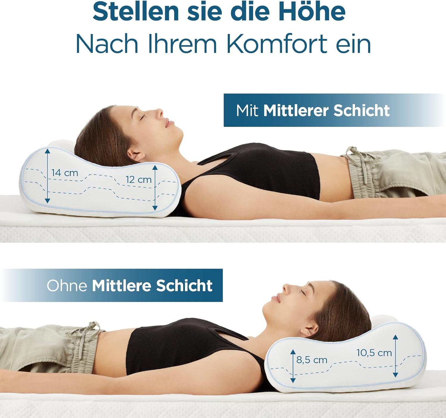 ORTHOVERSE poduszka ortopedyczna - poduszka podtrzymująca szyję, poduszka do spania, poduszka, poduszka z pianki memory, poduszka, poduszka przeciwbólowa szyi - regulacja wysokości, pokrowiec z aloesu, pomoc medyczna Naty Shop Poduszki ortopedyczne szyjne