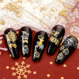 JMEOWIO Nagelsticker Weihnachten 9 Blatt Nail Art Naklejka Selbstklebend Nagelaufkleber Schneeflocke Schneemann Festival Weißes Gold Dekoration Nageldesign Zubehör