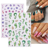 Jmeowio JMEOWIO Nagelsticker Marmor Französische Spitze 10 Blatt Nail Art Naklejka Selbstklebend Nagelaufkleber Bunt Dekoration Nageldesign Zubehör