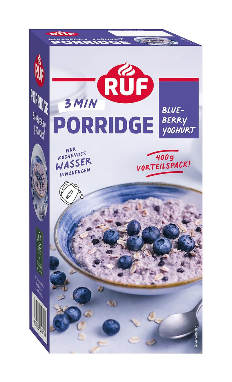 RUF Płatki owsiane cynamonowo-jabłkowe z całymi płatkami owsianymi, delikatnym aromatem cynamonu i kawałkami suszonych jabłek, przekąski, opakowanie zbiorcze, 1 x 400g
