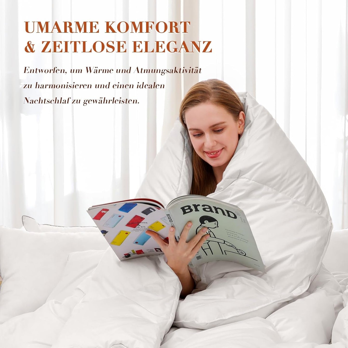 Kołdra puchowa 135X200 All Seasons 100% bawełna 4 Seasons Kołdra 135X200 z gęsim puchem i piórami Puchowa przegroda 3D o wysokiej puszystości Średnio ciepłe kołdry i kołdry Naty Shop