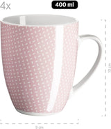 MĘSER Kitchen Time II, Zestaw zastawy stołowej dla 4 osób, Serwis łączony z 16 sztuk w pastelowych kolorach z subtelnym wzorem, Porcelana, Różowy
