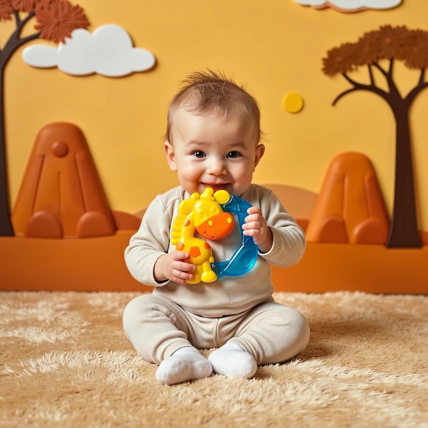 Playgro Jerry Giraffe Gryzak - Gryzak dla niemowląt - Gryzak silikonowy - Gryzak silikonowy - Pomoc przy ząbkowaniu - Silikon - Gryzak dla dziecka - Kolorowy