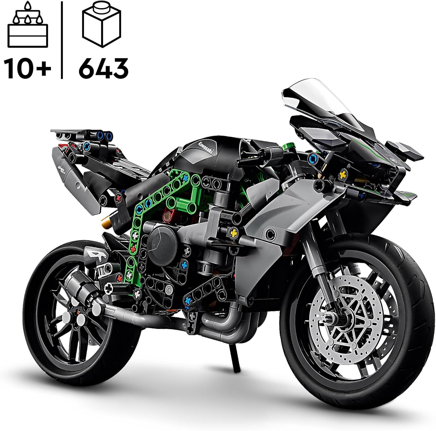 LEGO Technic Motocykl Kawasaki Ninja H2R, prezent urodzinowy dla dzieci i dorosłych, dekoracja, zabawka, model dla chłopców i dziewcząt w wieku 10+ 42170 Zestawy do budowania Besuche w sklepie LEGO