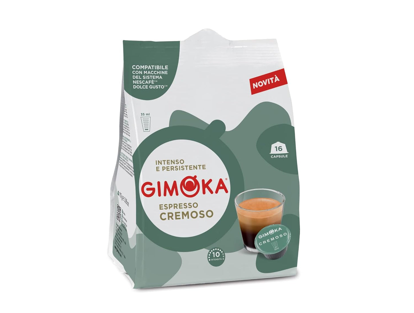 Gimoka - Kompatybilny z Nescafè - Dolce Gusto - 64 Kapsel - Kremowy smak - Intensität 10 - Wyprodukowano we Włoszech - 4 Packungen Zu 16 Kapseln
