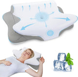 SAHEYER Poduszka pod szyję 2 w 1 Ergonomiczna poduszka podtrzymująca szyję i poduszka pod szyję Poduszka ortopedyczna dla osób śpiących na boku Poduszka z pianki Memory dla osób śpiących na boku Poduszki ortopedyczne na plecy i brzuch Naty Shop szary