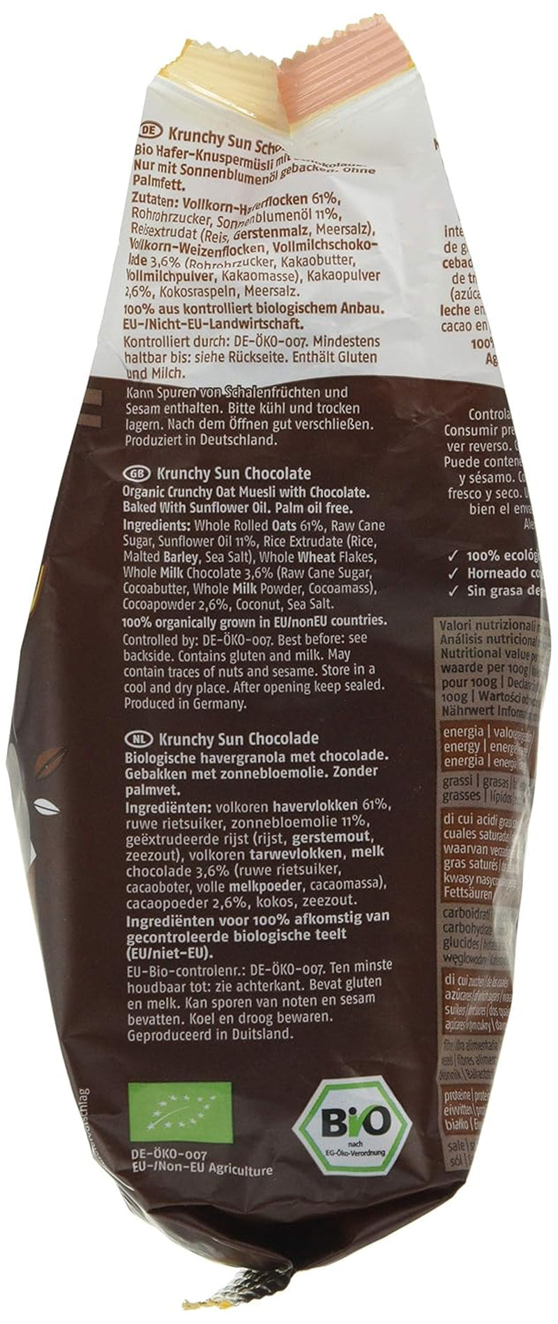 Barnhouse Krunchy Sun | Musli z czekoladą | Ekologiczne | Wegetariańskie, 375 gramów