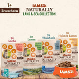 IAMS Natural Mokra karma dla kotów w sosie - Wysokiej jakości mokra karma mięsna i rybna dla dorosłych kotów, kolekcja Land & Sea, 12 x 85g