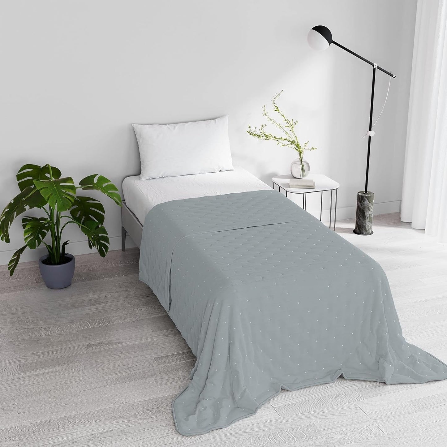 Elegancka kołdra letnia, pikowana, zielona, 170 X 250 cm Kołdry i kołdry Naty Shop Ciemnoszary 170X250Cm