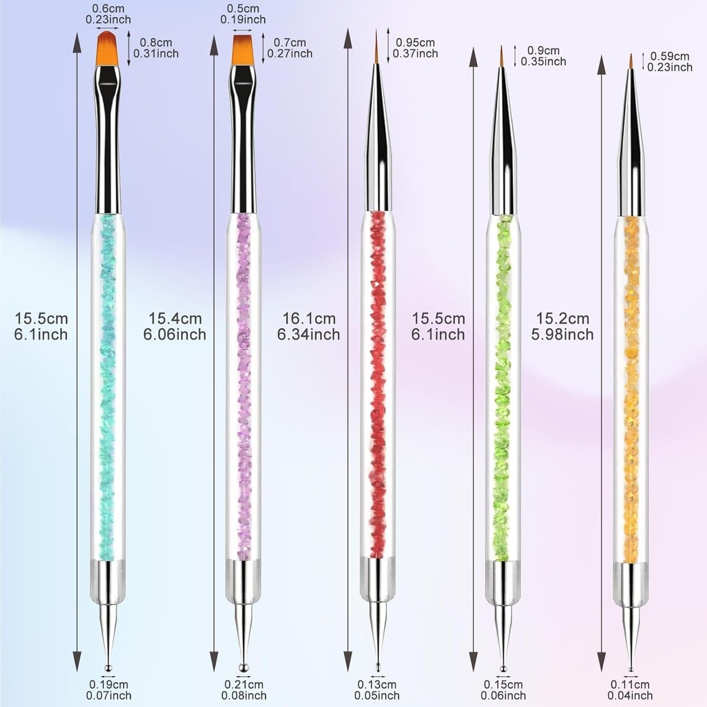 5 Stück Nagel Pinsel, Pinsel Für Gelnägel, Nageldesign Pinsel, Narzędzia do zdobienia paznokci, Für Herstellen Von Nagellack, Punktieren, Feinmalerei, DIY