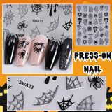 5 sztuk Halloweenowych naklejek na paznokcie 3D, stereoskopowych naklejek na paznokcie 5D, ozdób do paznokci, akcesoriów do projektowania paznokci