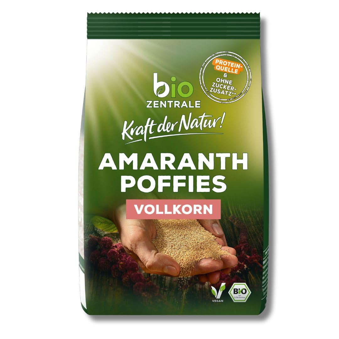 Biocentralne ptysie z amarantusa | 125 g | wegańskie | małe ekspandowane ziarna amarantusa | źródło białka | do musli, jogurtu i kolorowych misek śniadaniowych