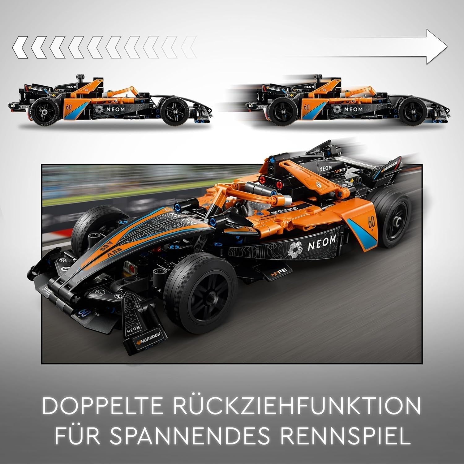 LEGO Technic Samochód wyścigowy Formuły E NEOM Mclaren, zabawka samochodu wyścigowego dla 9-letnich chłopców i dziewcząt, zestaw modeli samochodów, dekoracje do pokoju dziecięcego, pomysł na prezent urodzinowy 42169 Zestawy do budowania Szukaj w sklepie LEGO