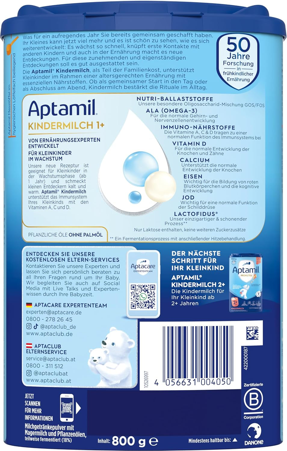 Aptamil Mleko wzrostowe 1 Plus - Mleko wzrostowe od 1 roku - 800g
