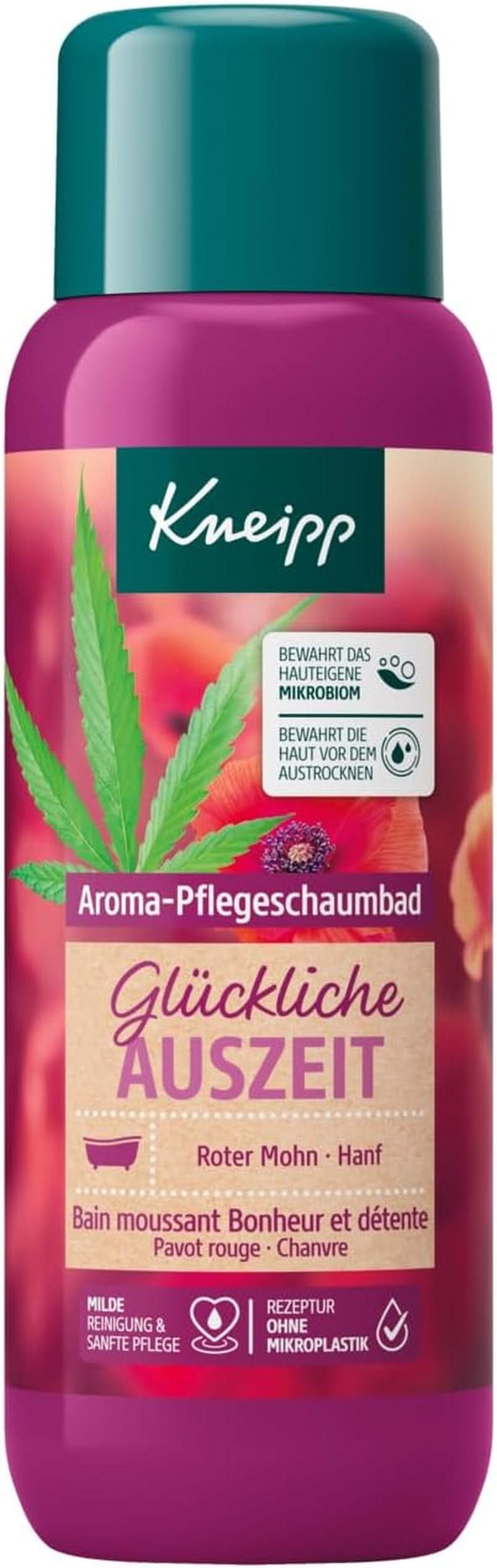 Kneipp Aroma, pianka do pielęgnacji kąpieli Happy Time Out - z naturalnymi olejkami z czerwonego maku i konopi, 400 ml Naty Shop 400 ml Single