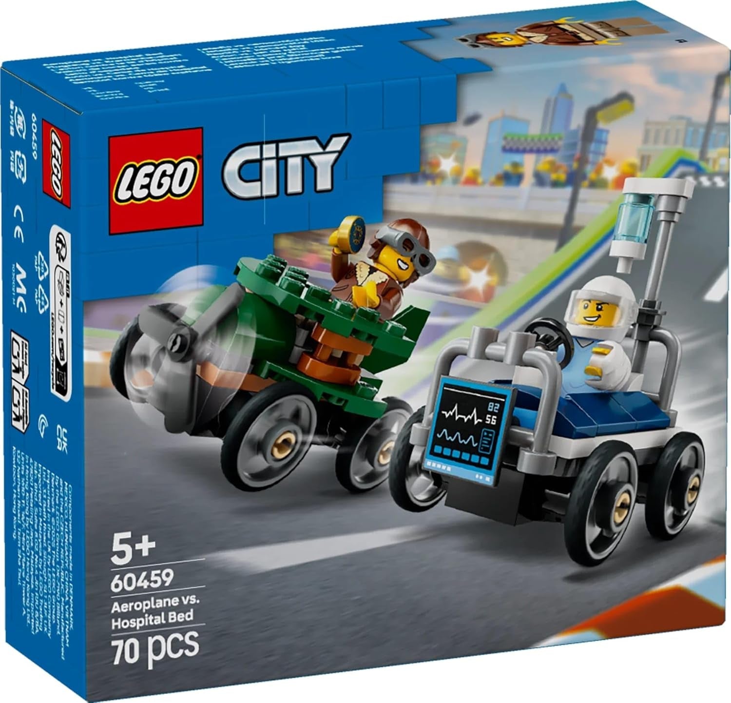 Samolot LEGO City kontra samolot Zestaw samochodu wyścigowego na łóżku szpitalnym - Mydelniczka dla chłopców i dziewcząt od 5 lat - Zestaw do budowania z 2 minifigurkami - Prezent urodzinowy i świąteczny 60459 Zestawy do budowania Besuche den LEGO-Store