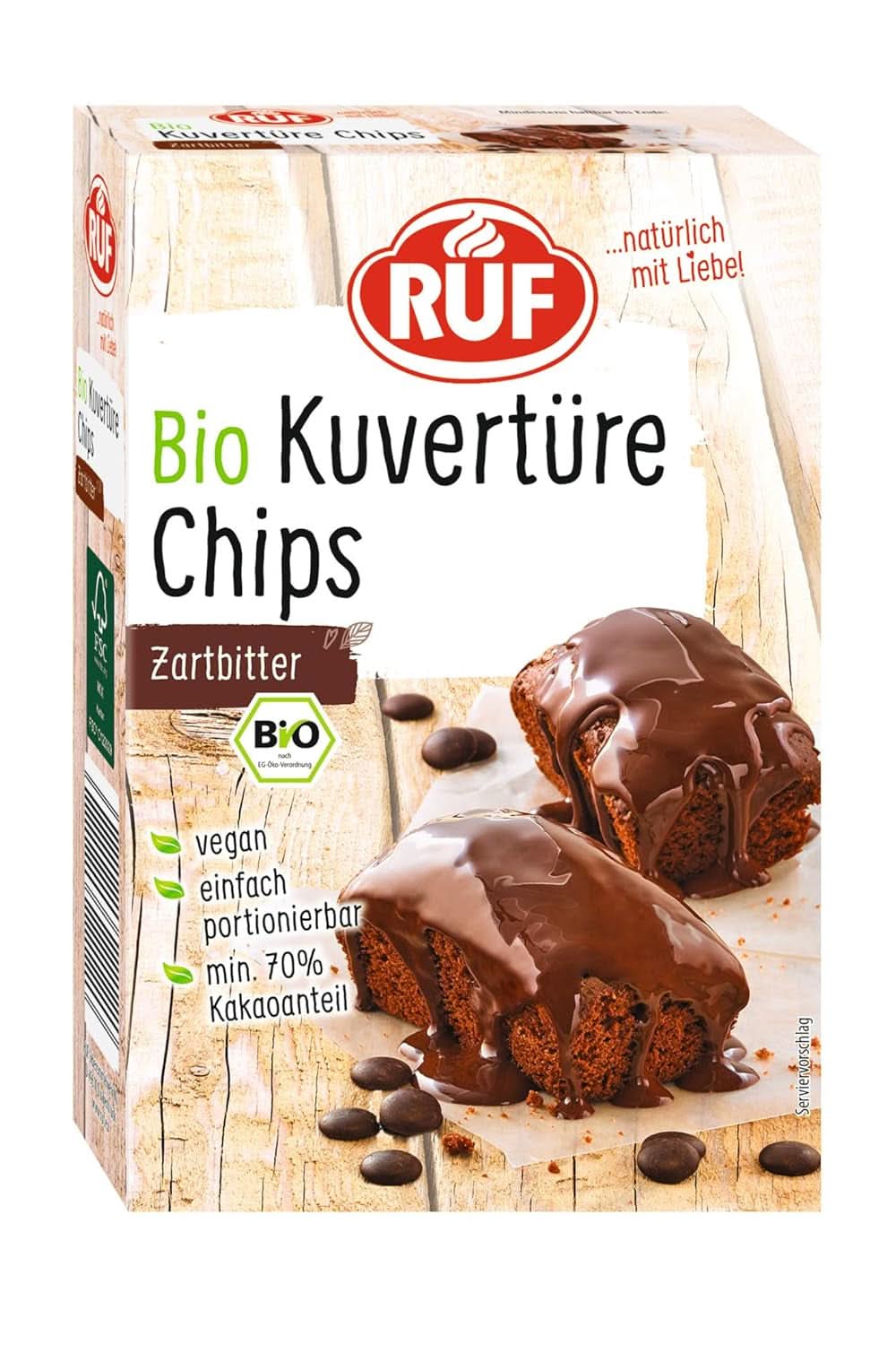 RUF Couverture Chips Rubin, 100 gramów Glazury i dekoracje Naty Shop 150 gramów Ciemna czekolada