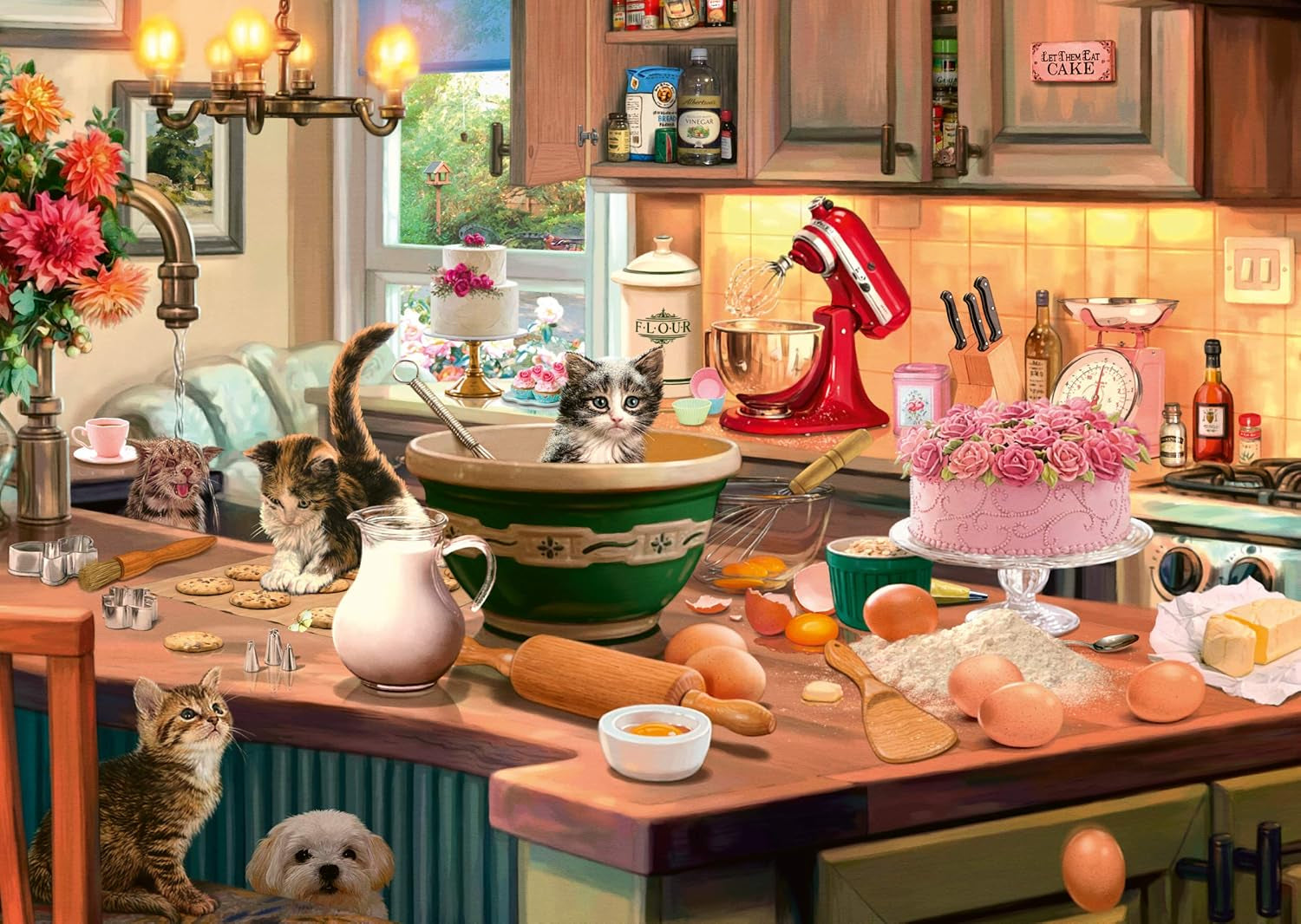 Schmidt Spiele 59919 Sekretne puzzle, przy kuchennym stole, 1000 elementów, kolorowe, duże puzzle Naty Shop