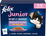 Felix As Good As It Looking Junior Mokra karma w galaretce dla kociąt, mix mix, opakowanie 6 szt. (6 x 12 saszetek po 85 g każda)