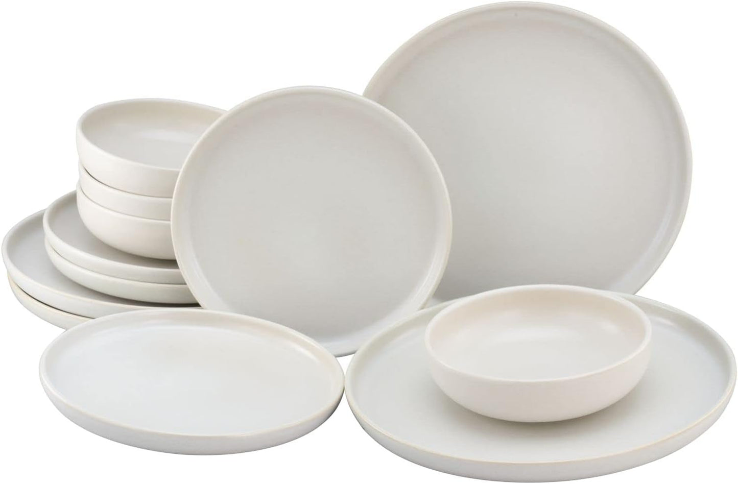 CreaTable, 33065, Żółto-biały zestaw obiadowy z serii Uno, 12 szt., Zestaw talerzy porcelanowych, Można myć w zmywarce i używać w kuchence mikrofalowej, Wyprodukowano w Portugalii