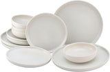CreaTable, 33065, Żółto-biały zestaw obiadowy z serii Uno, 12 szt., Zestaw talerzy porcelanowych, Można myć w zmywarce i używać w kuchence mikrofalowej, Wyprodukowano w Portugalii