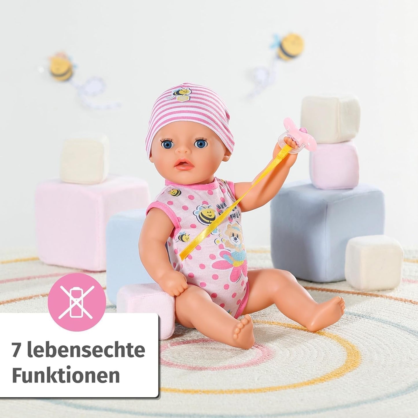 BABY Born Lena (dziewczynka) 36 cm, lalka z 7 funkcjami dla dzieci od 1 roku, działa bez baterii, duża lalka 36 cm, 834596 Zapf Creation, różowe lalki Naty Shop