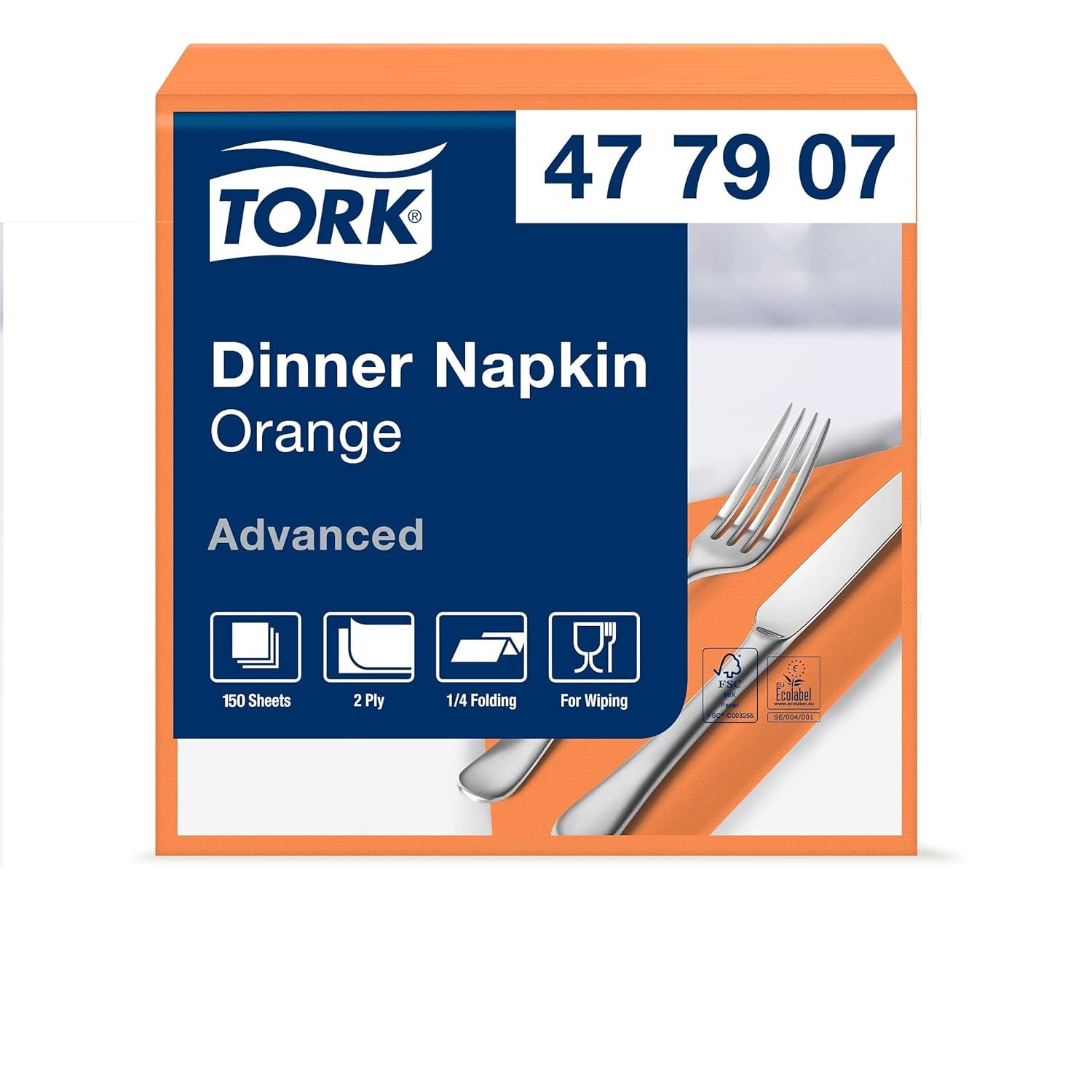 Tork Linstyle 509542 Czarne serwetki koktajlowe, składane w 1/4, 1 warstwa, 23,8 x 23,8 cm, 1 x 100 serwetek