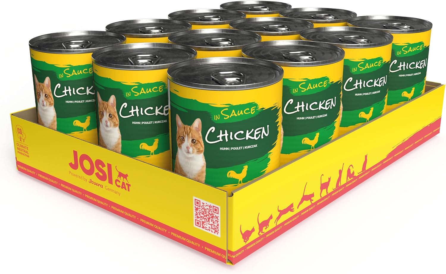 JosiCat Kurczak w Sosie (12 x 415 g) | Dorosły | Mokra karma premium dla dorosłych kotów | Kurczak w sosie | Witamina D3 i E | Wspierane przez JOSERA | Mokra karma dla kotów | Kompletne pożywienie | Opakowanie 12 sztuk