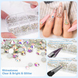 Harz Strasssteine ​​4200 szt. Strass Kristalle 1Mm-5Mm Gemischte Kinder Bastelsachen Kit Mit Strass Mit Picking Pinzette Und Stift Für DIY Nägel Kleidung Kunsthandwerk Gemischt Becher Party (A)