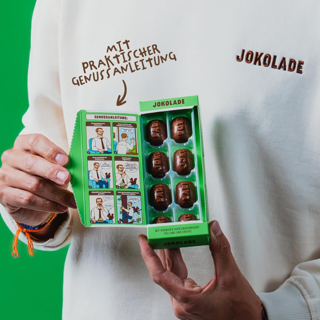 JOKOLADE PRALLINE Value Pack 12 x 80g | Obfite nadzienie z kremem nugatowym z orzechów laskowych i frytkami | Jasna czekolada od Joko Winterscheidt
