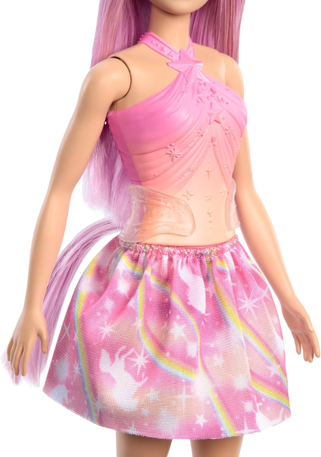 Lalki Barbie Jednorożec z kolorowymi fantastycznymi włosami, strojami z gradientowymi kolorami i fantastycznymi akcesoriami z motywem jednorożca, lalki HRR13 Naty Shop