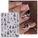 JMEOWIO 6 Blatt 3D Nagelsticker Frühlings Blume Nail Art Naklejka Selbstklebend Nagelaufkleber 5D Stereoskopisch Bunte Sommer Blumen Dekoration Nageldesign Zubehör