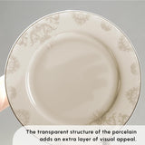 Zestaw naczyń obiadowych Karaca Elegance Bone Siena na 12 osób, nowoczesny zestaw naczyń porcelanowych, zestaw naczyń obiadowych z miskami na zupę, półmisek, talerze głębokie, talerze deserowe - białe i złote