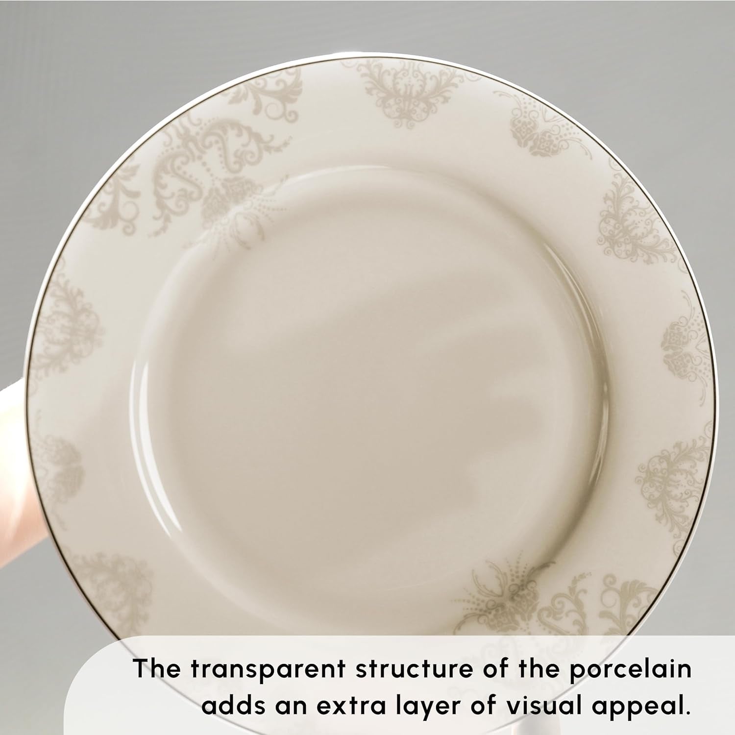 Zestaw naczyń obiadowych Karaca Elegance Bone Siena na 12 osób, nowoczesny zestaw naczyń porcelanowych, zestaw naczyń obiadowych z miskami na zupę, półmisek, talerze głębokie, talerze deserowe - białe i złote