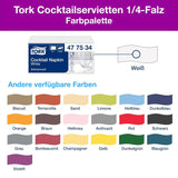 Tork koktajlowe białe serwetki, 1/4 złożenia, 2-warstwowe, 24 cm × 24 cm, 200 serwetek, 477534