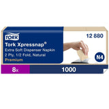 Tork Xpressnap Extra Soft Nature N4 serwetka dyspenserowa, Premium, 1/2 x 2 warstwy, 21,3 cm x 16,5 cm, 8 × 1000 serwetek, 12880