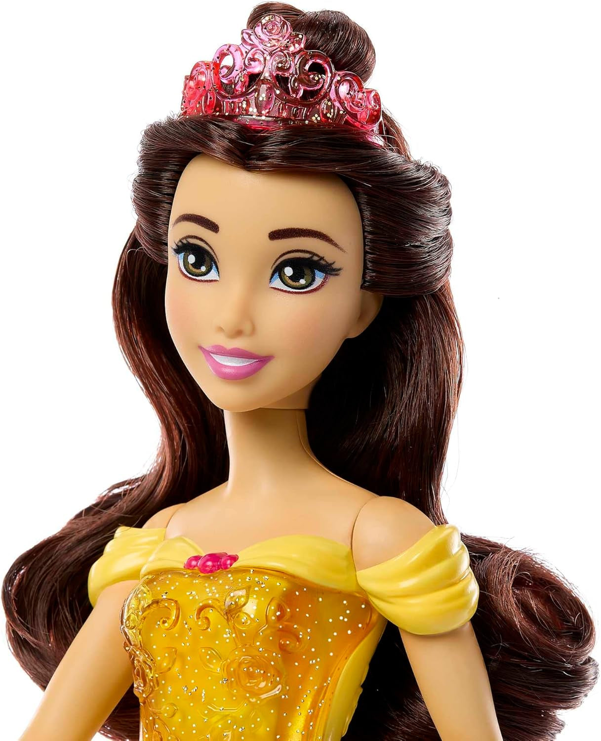 Mattel Disney Princess Zabawka Ruchoma lalka Belle Fashion z błyszczącymi ubraniami i akcesoriami Prezent dla dzieci inspirowany filmami Disneya HLW11 Naty Shop Dolls
