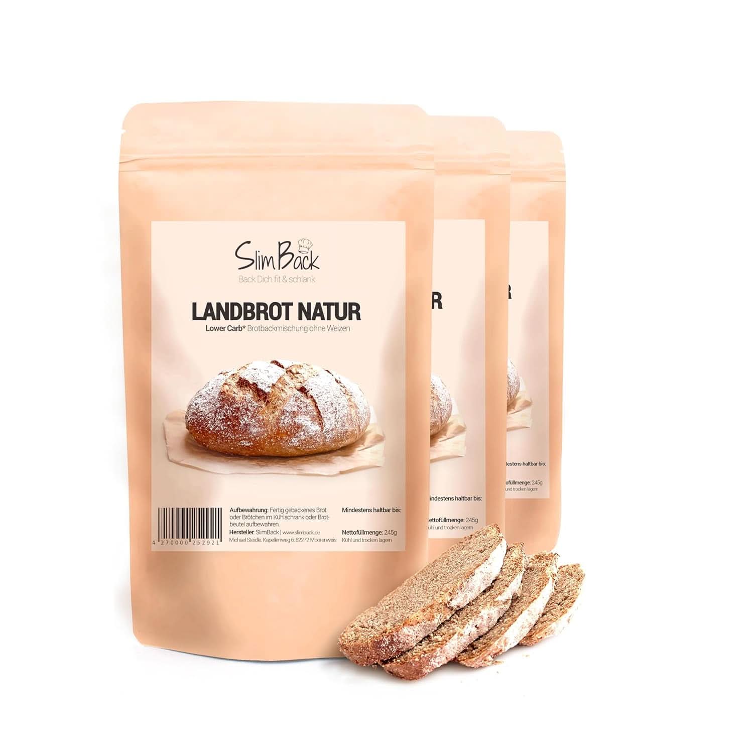 MIESZANKA CHLEBA LOWER CARB, keto, wegańska i bezglutenowa, sojowa i bezzbożowa alternatywa dla chleba białkowego Kitchen Naty Shop Set 3 x 245 gramów